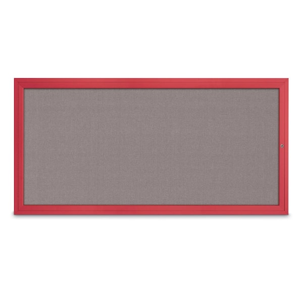Slim Enclosed Corkboard, 24"x36", Satin Alum Frame/Cloud